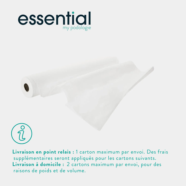 9 rouleaux Draps d'examen blancs - 121 formats - 2 Plis gaufrés Essential 