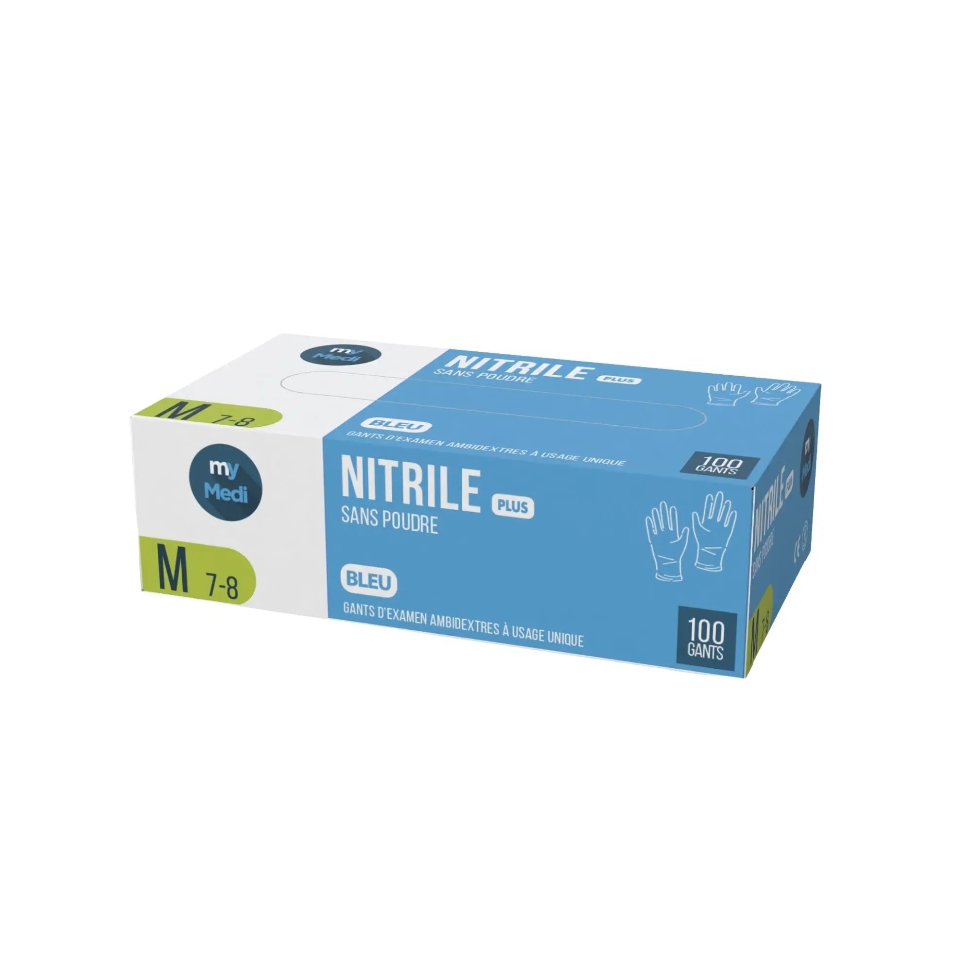 Gants d'examen - Nitrile - Sans poudre - Ambidextres - Boite de 100 - My Médical My Medical 