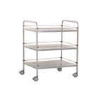 Stainless steel pedestal table - 3 shelves - 70 x 50 x 80 cm - Removable galleries