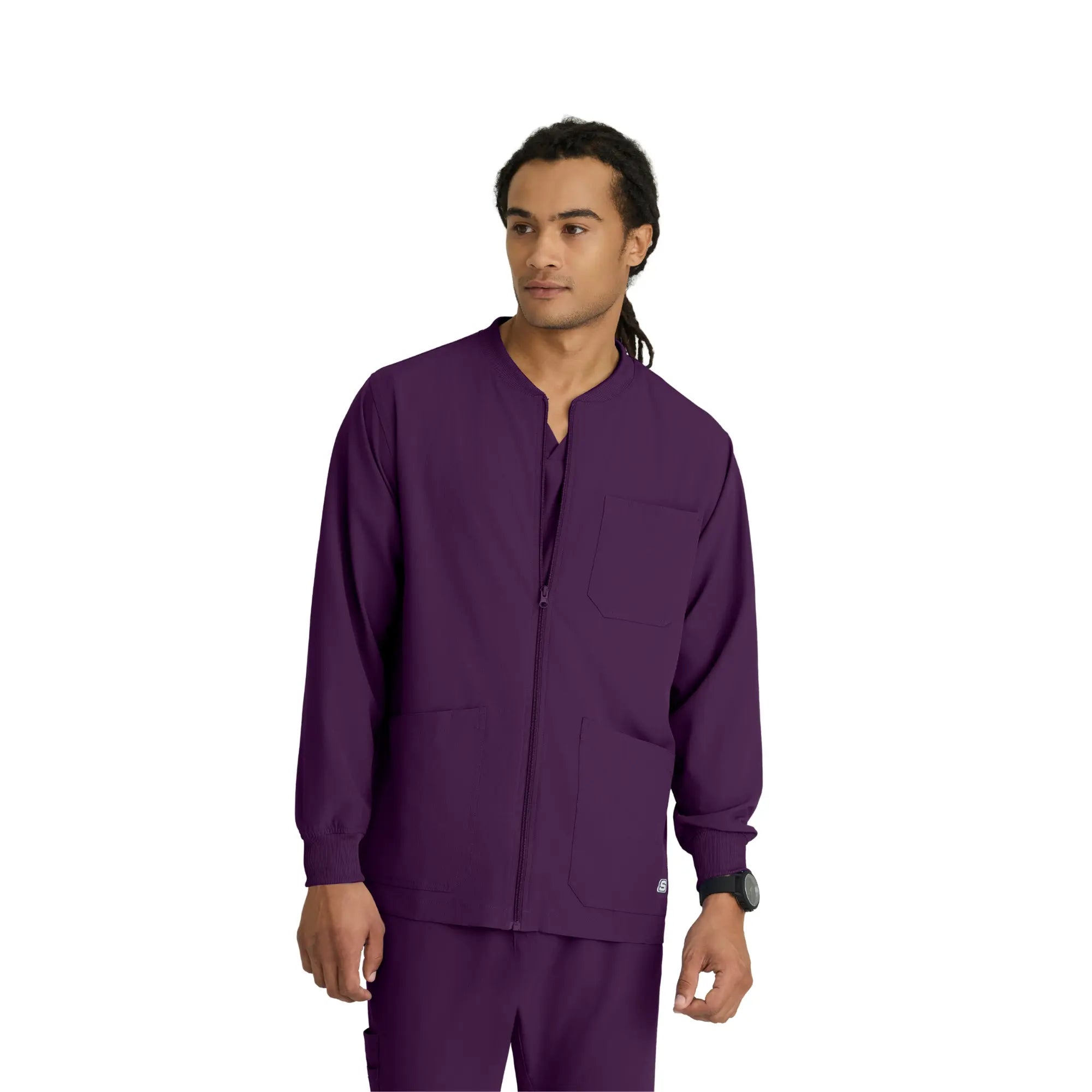 Oly - Veste médicale col rond - Homme - Skechers SKECHERS  Aubergine / XL