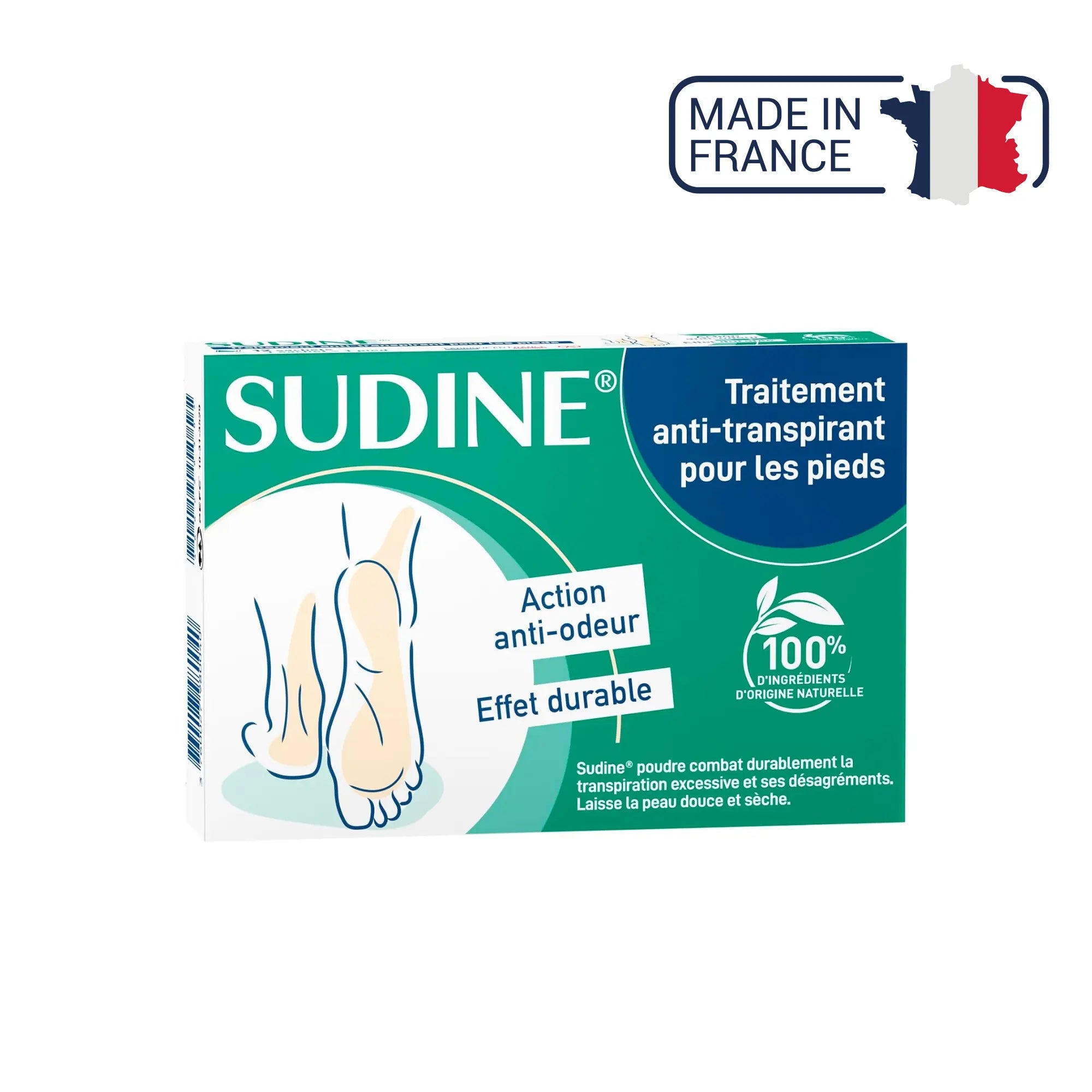 Poudre traitement anti-transpirant pour les pieds - Sudine Laboratoire Sorifa 